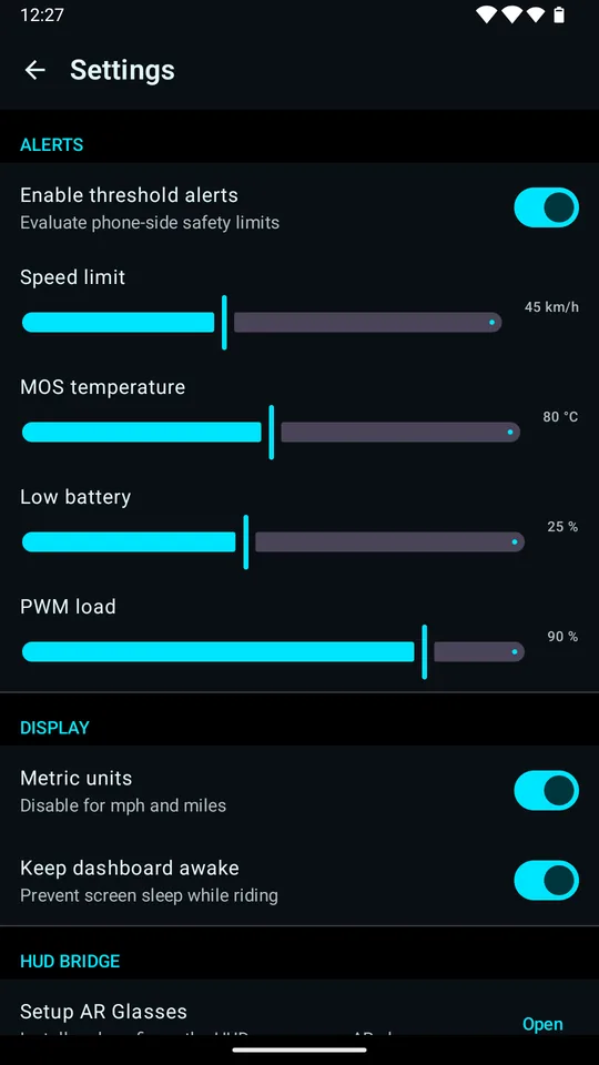 Alert settings